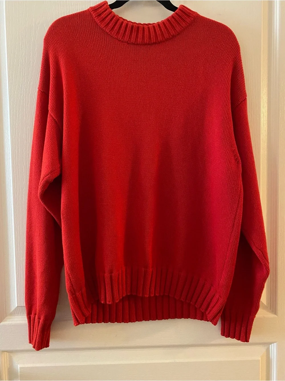 DONNI. Cotton & Cashmere Crewneck Sweater in Tomato - S